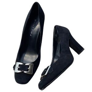 Michael Aeryn Michaels womens heels pumps Genuine Suede Leather shoes 8.5 buckle